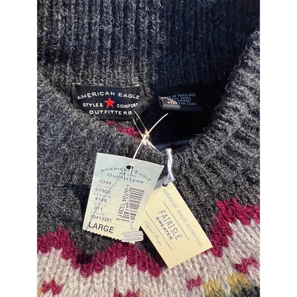 NWT Vintage American Eagle Sweater Fair Isle Nordic Pullover Grandpa Cabincore - Picture 5 of 5
